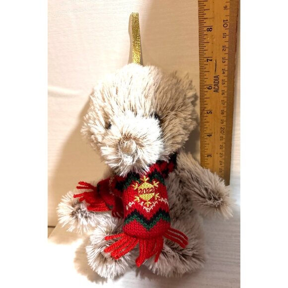 Dan Dee International 2022 Holiday Hanging Teddy Bear Red & Green Knit Scarf - Picture 6 of 7